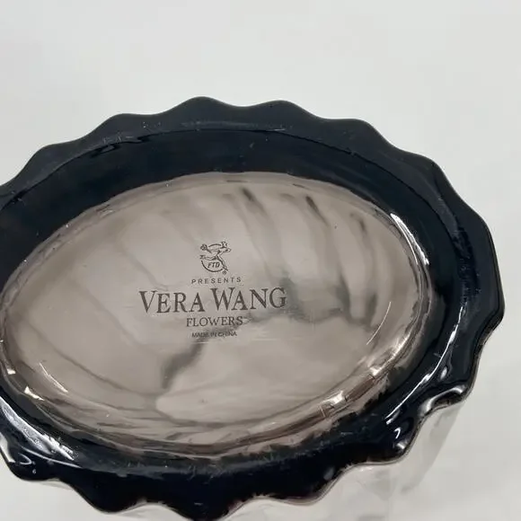 Vera Wang Smokey ribbed oval glass vase